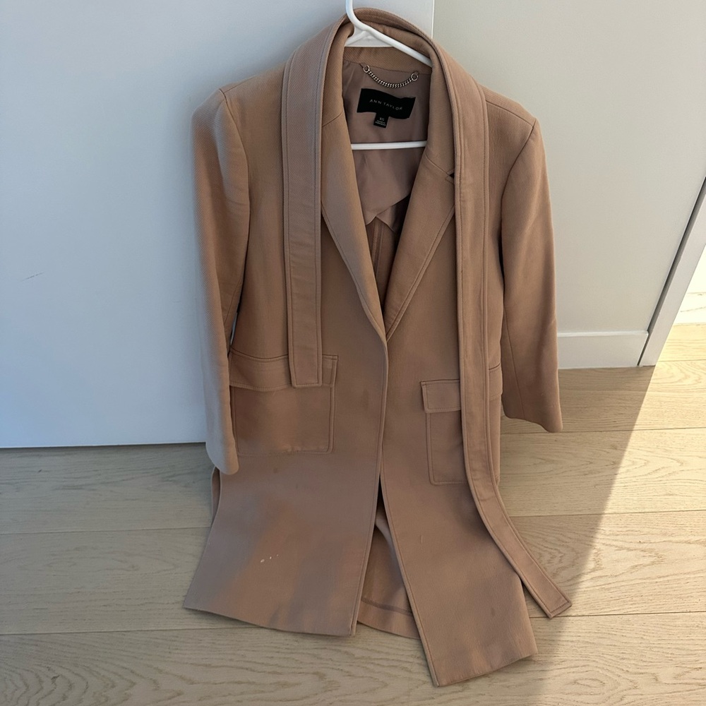 Ann Taylor camel colored long coat.